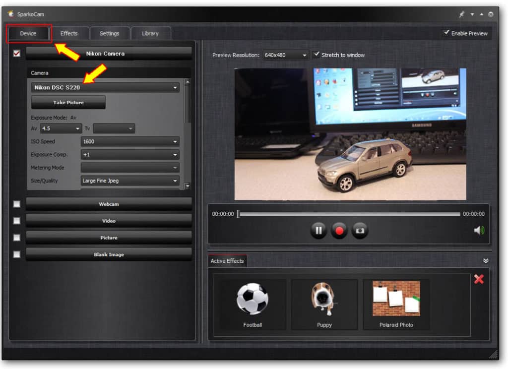 Sparko Cam picks up on your device Sparko Cam picks up on your device