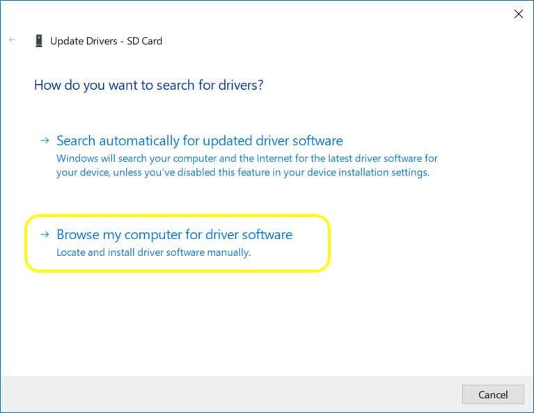 manual sd card search