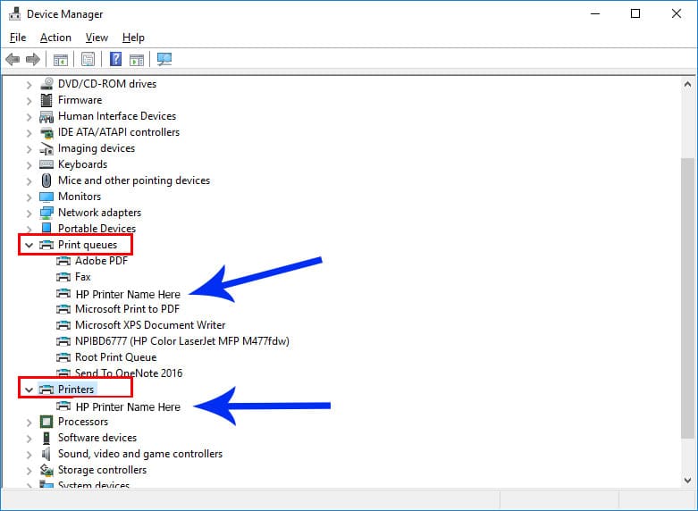 Expand category Print Queues or Printers Expand category Print Queues or Printers