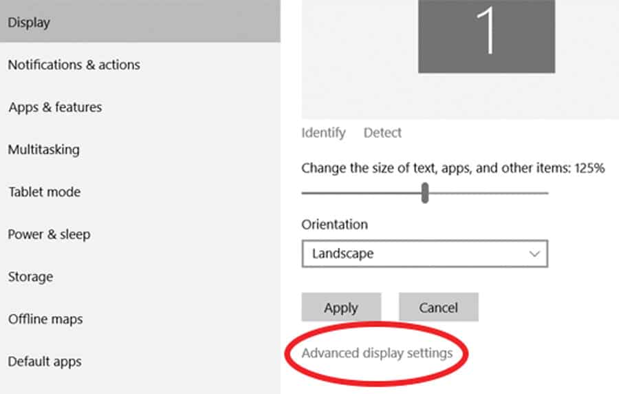 display settings advanced display settings