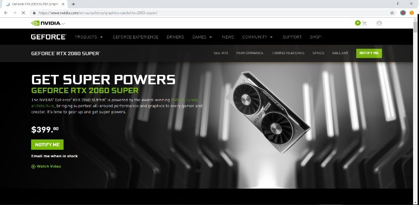 Nvidia website Nvidia website