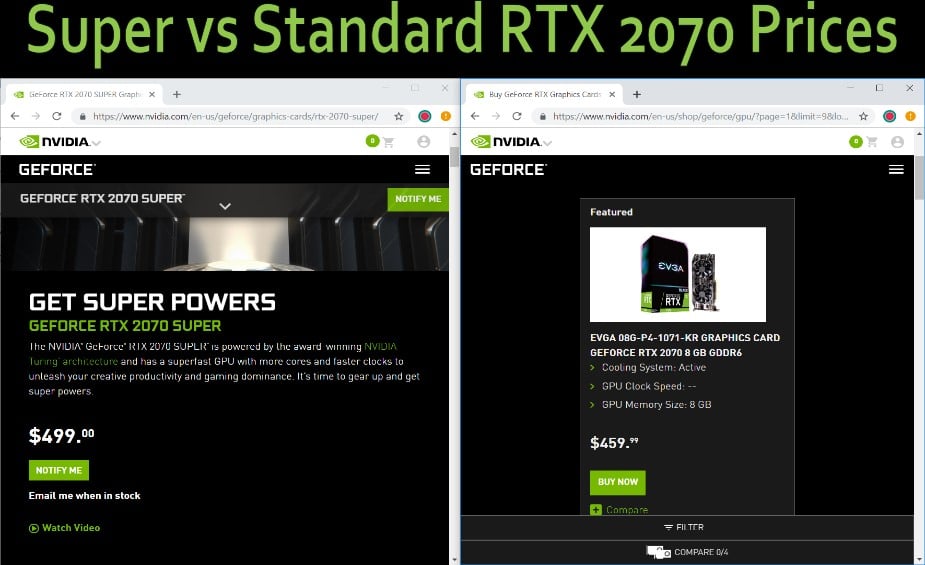 super vs standard RTX 2070 prices super vs standard RTX 2070 prices