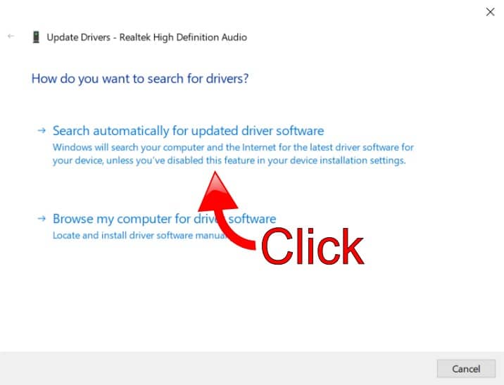Automatically Search for Updated Driver Automatically Search for Updated Driver