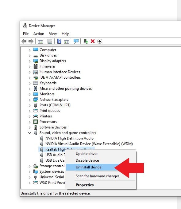 Uninstall the Realtek HD Audio Driver Uninstall the Realtek HD Audio Driver