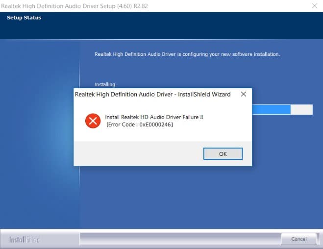 Realtek HD Install Error 0x0000246 Realtek HD Install Error 0x0000246