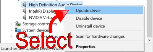 Select Update Driver Select Update Driver