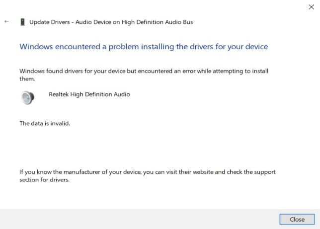 Failed to Automatically Update Device Driver Failed to Automatically Update Device Driver
