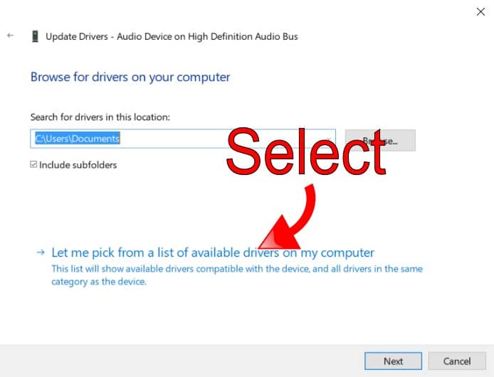 Choose Let Me Pick from a List of Drivers Choose Let Me Pick from a List of Drivers