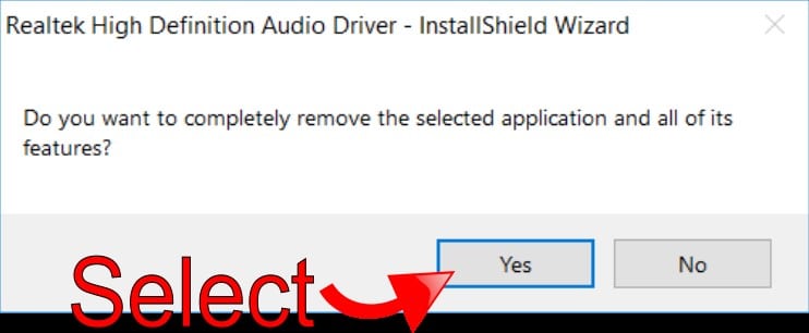 Confirm Uninstall of Realtek Software Confirm Uninstall of Realtek Software