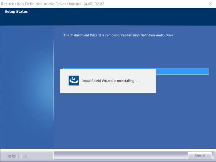 Uninstall Progress Window Uninstall Progress Window