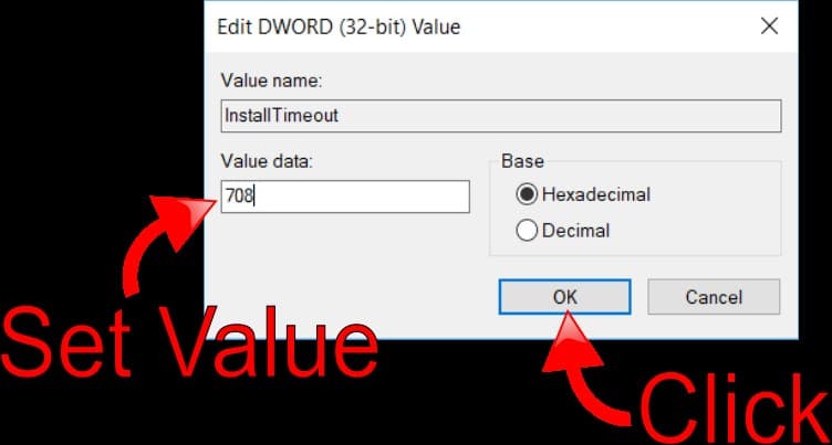 Update InstallTimeout Value to 708 Update InstallTimeout Value to 708