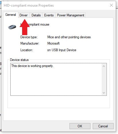 On the Driver Tab On the Driver Tab