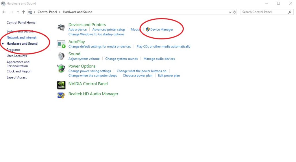 then Hardware and Sound then Hardware and Sound