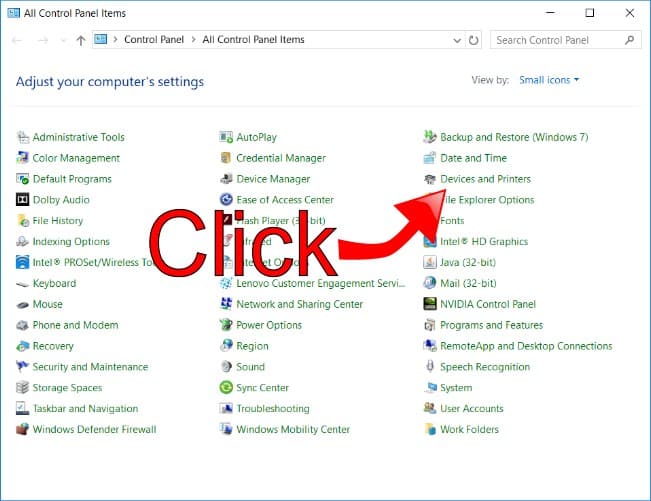Open Devices and Printers Open Devices and Printers