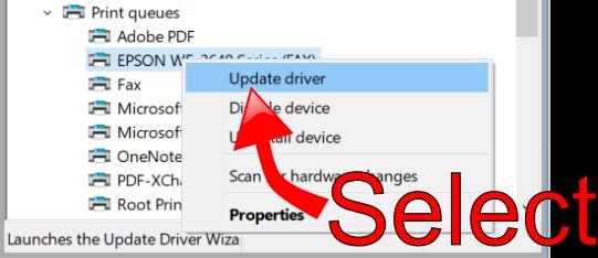 Select Update Driver Select Update Driver