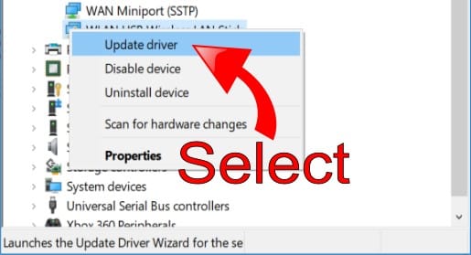 Select Update Driver Select Update Driver