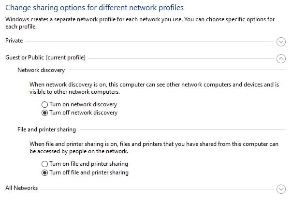 Advanced Sharing Settings Advanced Sharing Settings