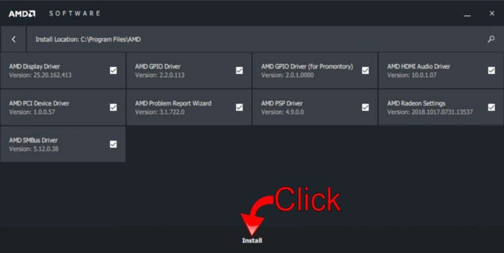 Click Install to Start Radeon Adrenalin Installation Click Install to Start Radeon Adrenalin Installation
