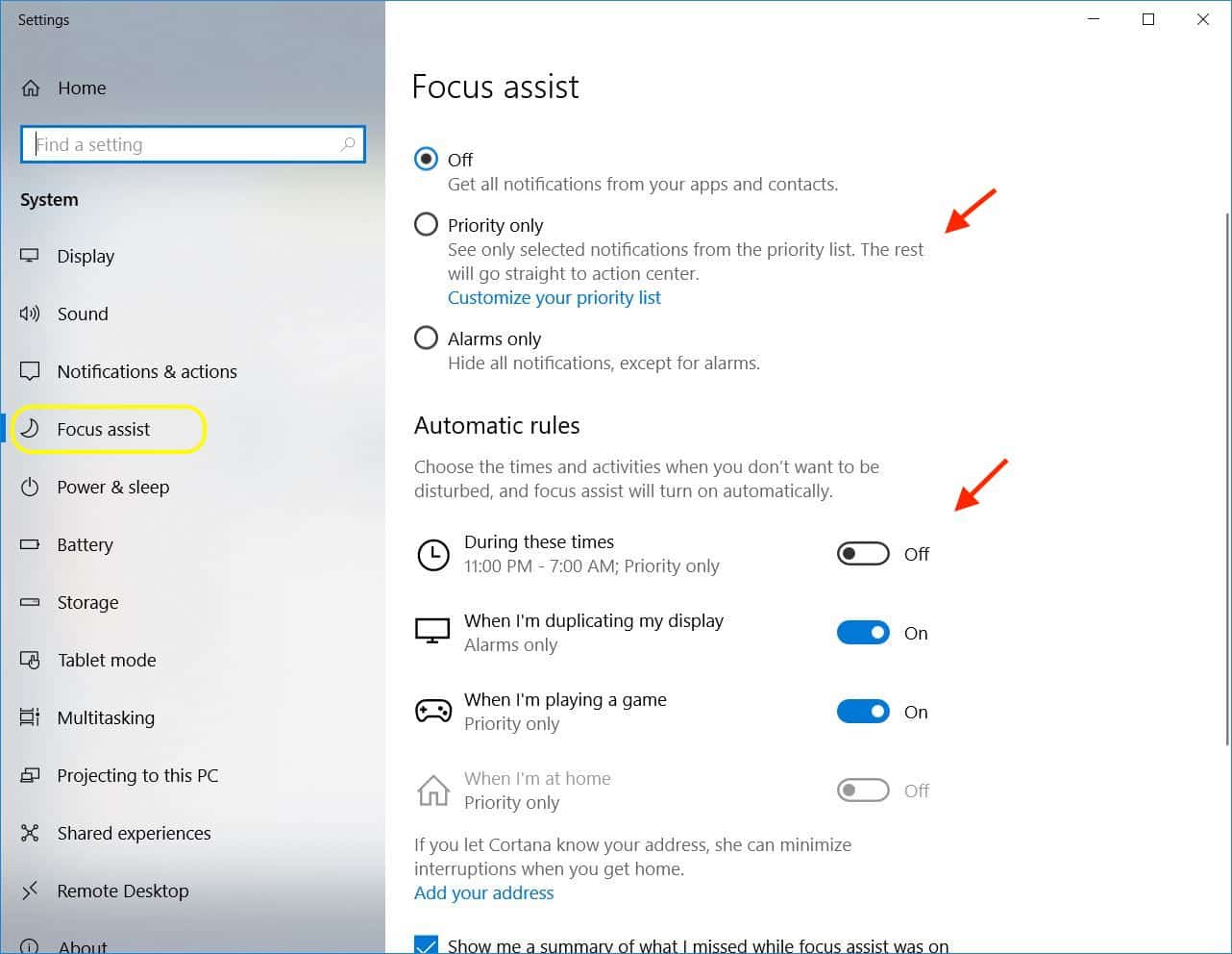 focus assist on Windows focus assist on Windows