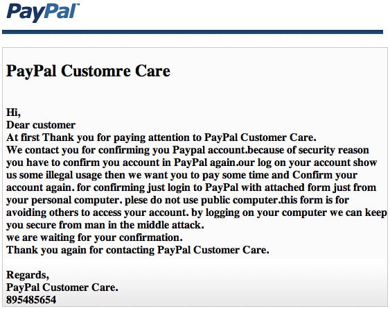 online scam paypal scam
