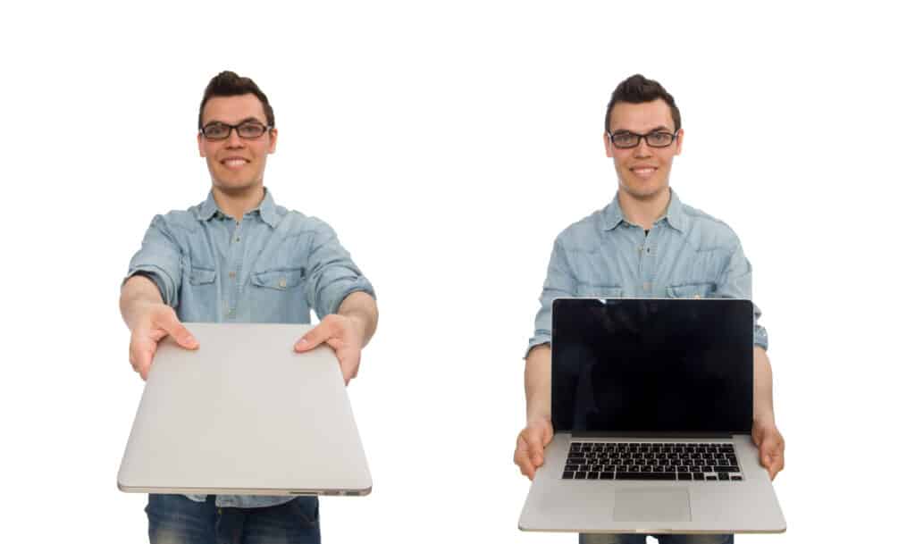 Young male student isolated on white