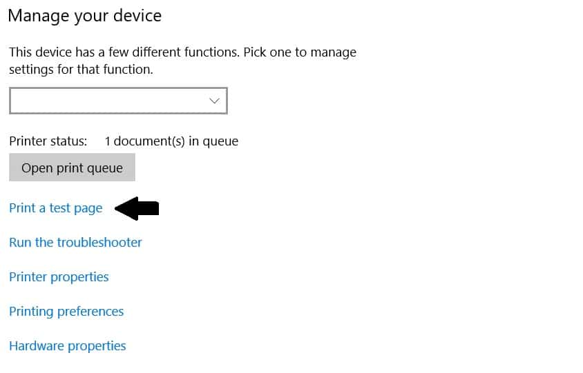“Printers and scanners” setting and clicking “Manage” “Printers and scanners” setting and clicking “Manage”