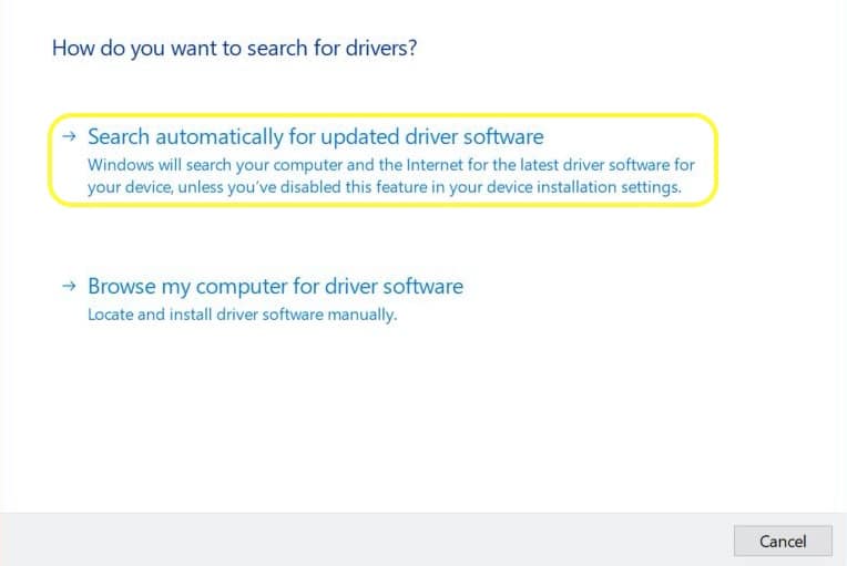 search for updating driver software search for updating driver software
