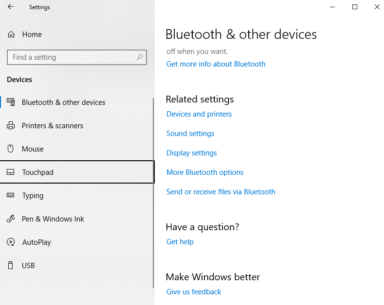 HP Touchpad Driver Settings