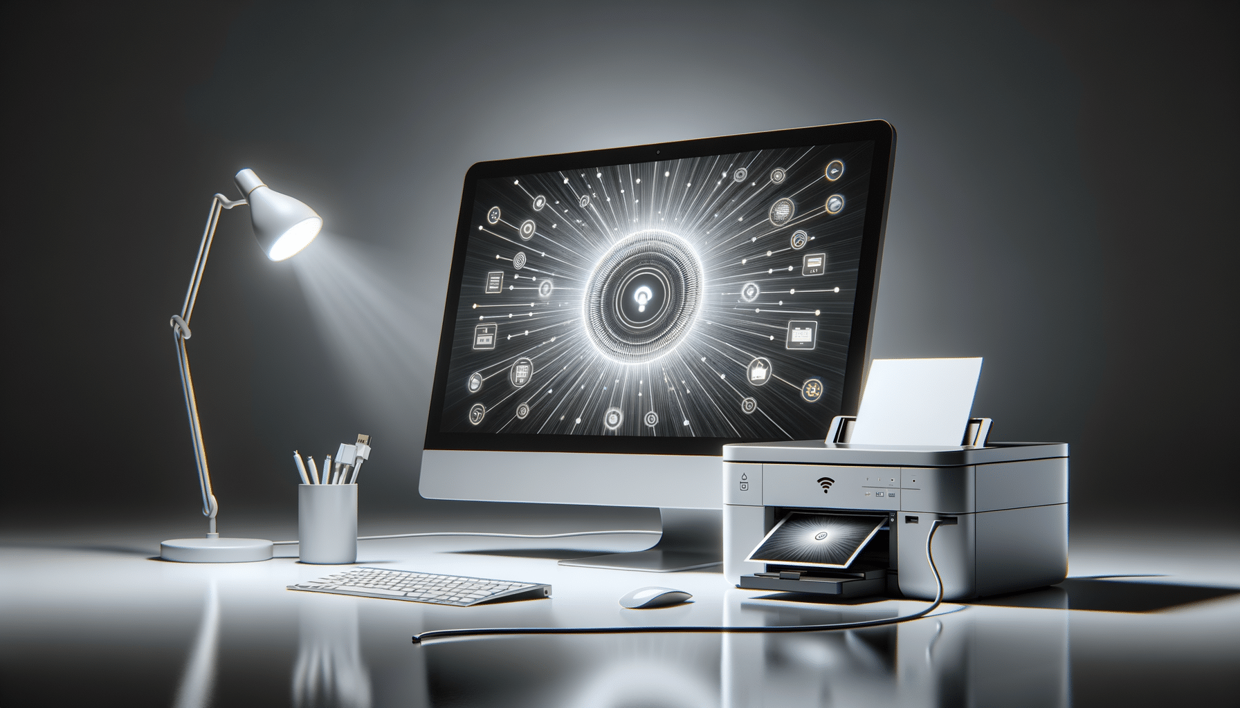 desktop computer connected to an Epson EcoTank ET-4760 printer