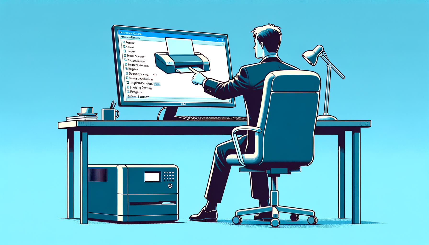 Professional checking Kodak Alaris S2040 driver version on computer in office setting