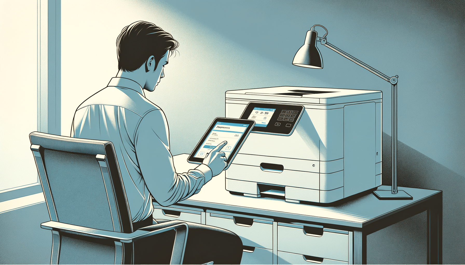 Person checking driver version on Xerox WorkCentre 3335 printer