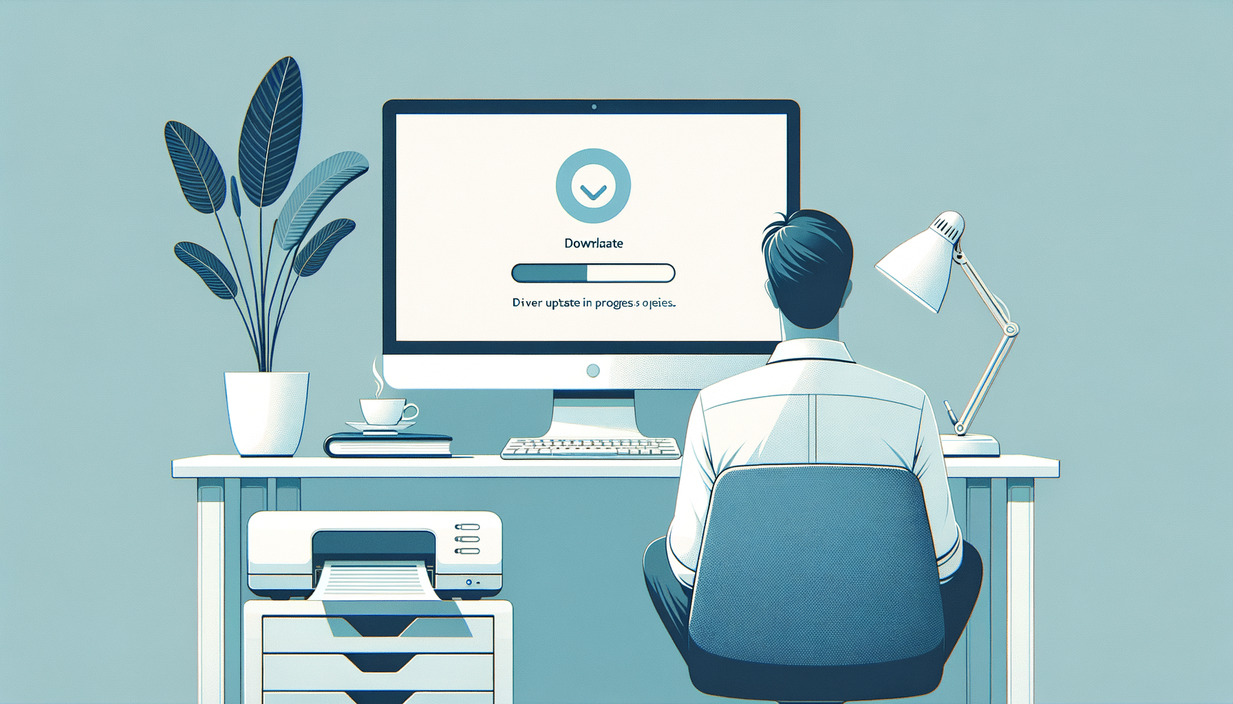 Person installing latest driver update for Kodak Alaris S2040 on office computer