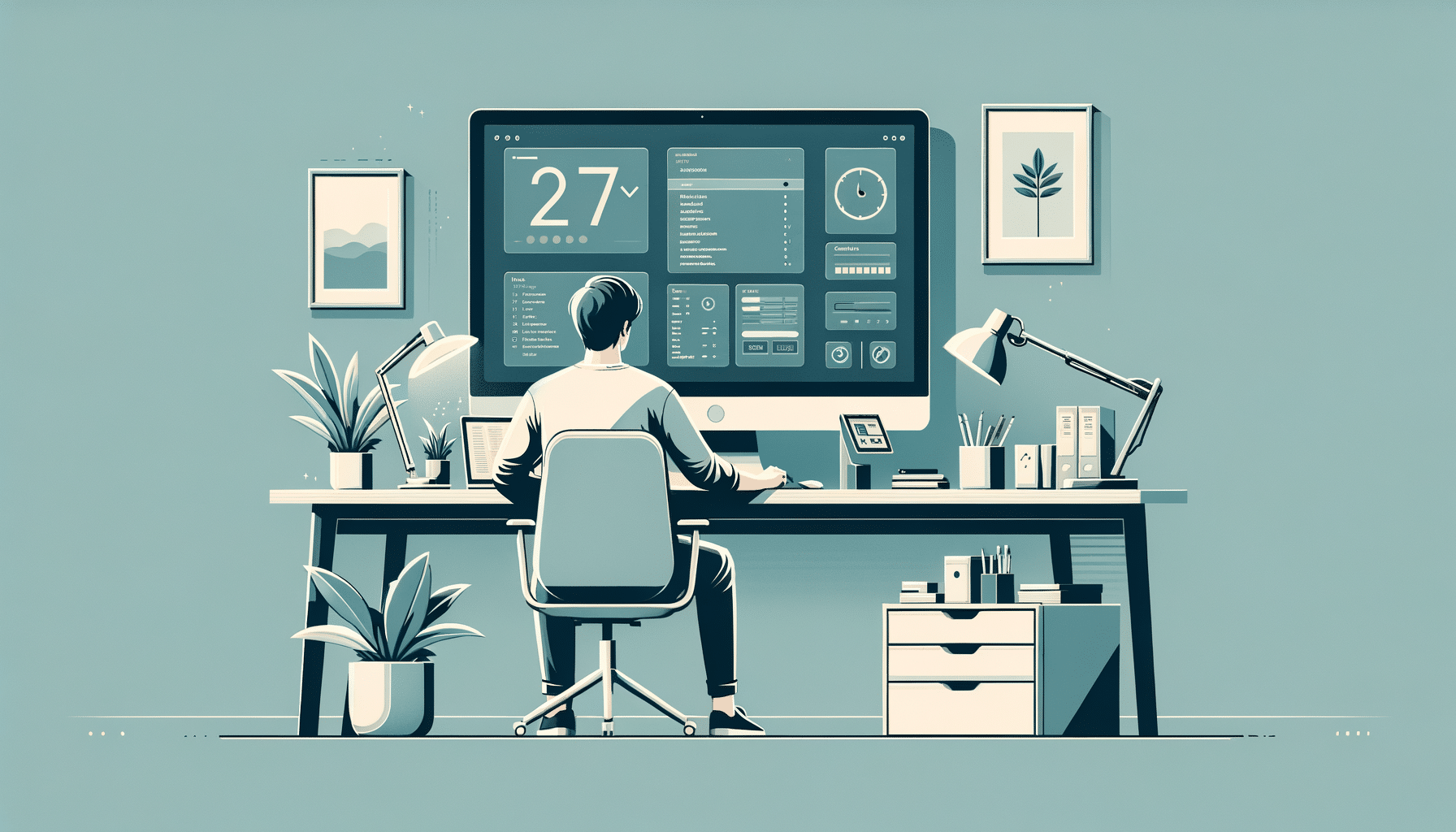 Person troubleshooting LG 27UK850-W monitor at modern workspace with troubleshooting guide