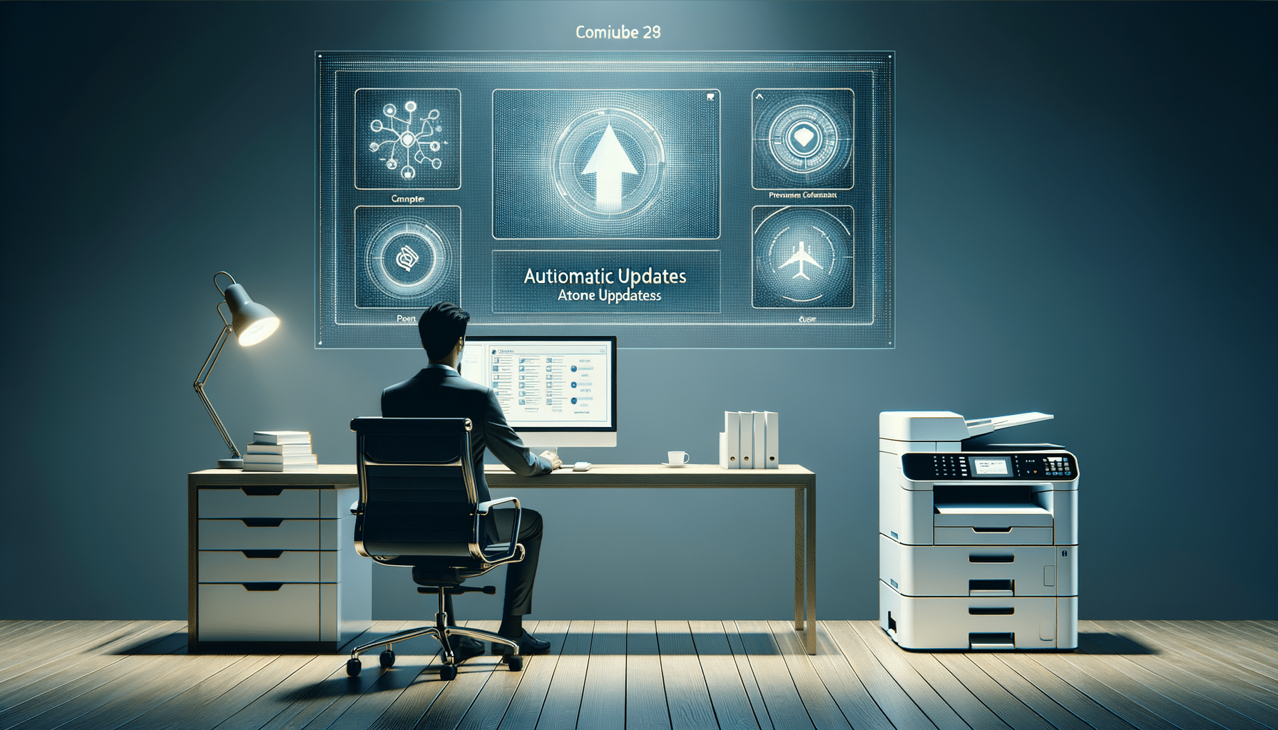 Person using DriverSupport software for automatic updates on Samsung ProXpress M3870FW
