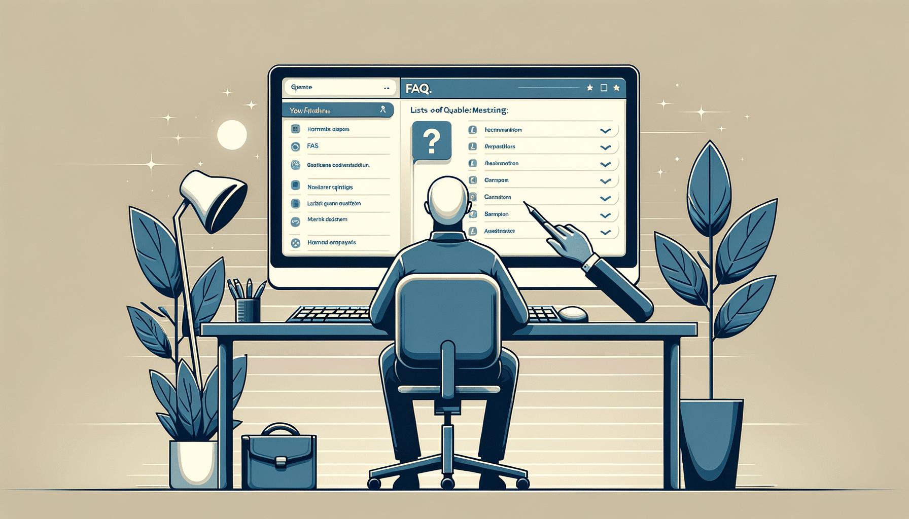 Person researching FAQs on LG 27UK850-W monitor at a modern, organized desk setup