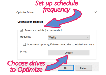 setup defrag schedule