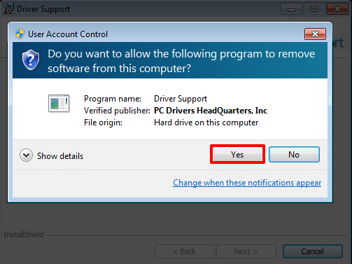 Installing Driver Support Screenshot