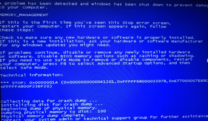 blue screen of death blue screen of death