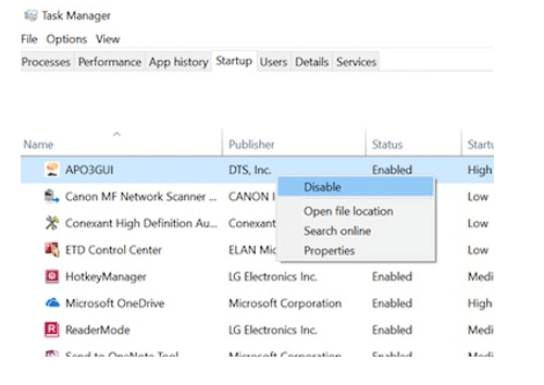 disable auto-start status disable auto-start status